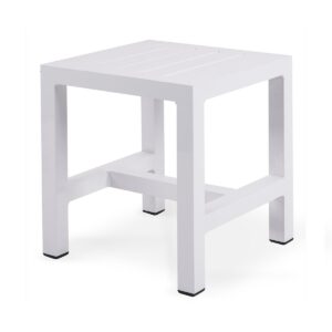 Banqueta Lateral Lyon com tampo ripado e estrutura de alumínio